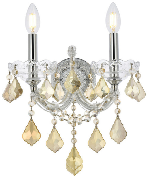 Elegant Lighting 2800W2C-GT/RC Maria Theresa Crystal Traditional Chrome Light Sconce 