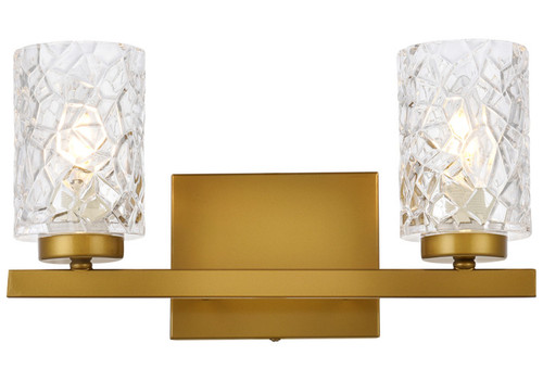 Elegant Lighting LD7026W14BR Cassie Contemporary Brass 2-Light Bathroom Sconce Lighting 