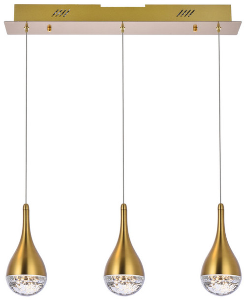 Elegant Lighting 3803D24SG Amherst Contemporary Crystal Satin Gold LED Multi Drop Ceiling Lighting 