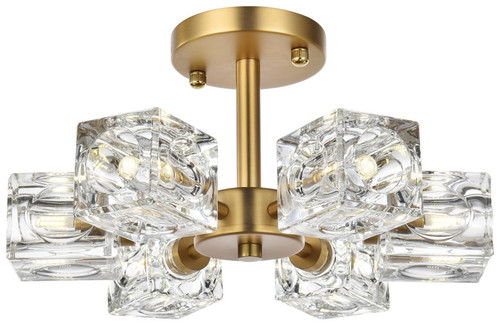 Elegant Lighting LD920F14SG Lyra Modern Satin Gold Flush Mount Lighting 