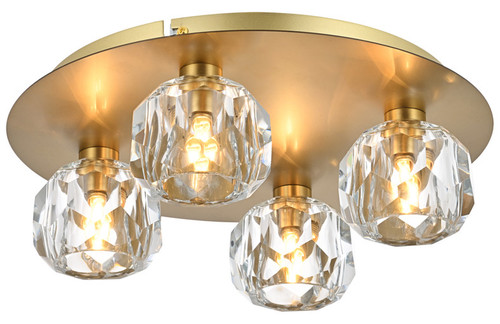 Elegant Lighting 3509F14G Graham Modern Crystal Gold 14" Flush Mount Lighting 