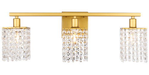 Elegant Lighting LD7010BR Phineas Crystal Brass 3-Light Bath Lighting Sconce 