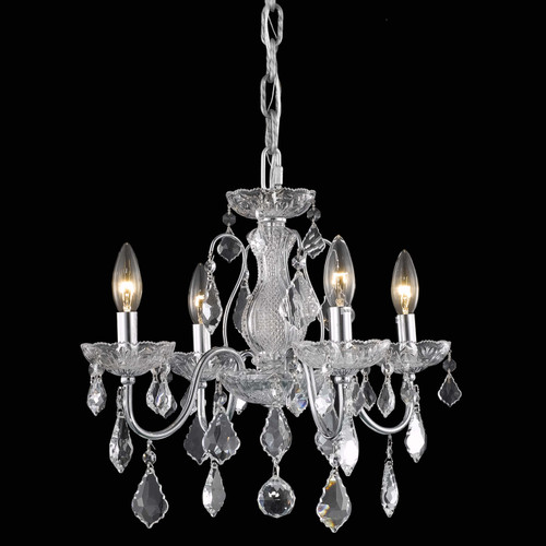 Elegant Lighting LD2015D17C Calista Crystal Traditional Chrome Mini Hanging Chandelier 