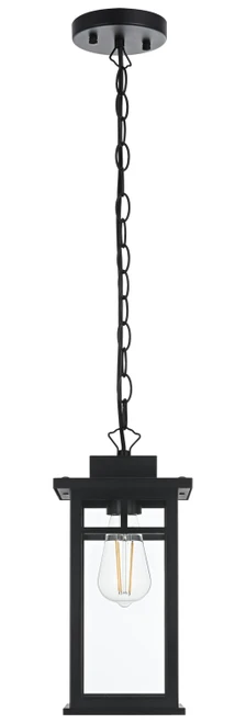 Elegant Lighting OD313H14BK Mercer Mission Black Outdoor Pendant Light Fixture 