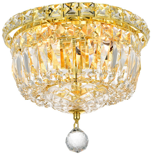 Elegant Lighting LD2528F10G Wiley Crystal Traditional Gold Flush Mount Ceiling Light Fixture 