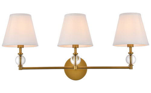 Elegant Lighting LD7023W24BR Bethany Brass 3-Light Bathroom Vanity Lighting 