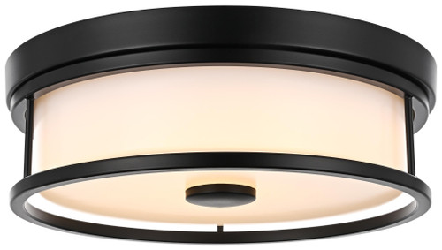 Elegant Lighting LD305F12BK Kolson Contemporary Black 12" Flush Mount Ceiling Light Fixture 