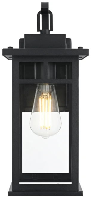 Elegant Lighting OD313W16BK Mercer Mission Black Outdoor Wall Mounted Lamp 