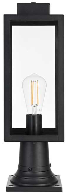 Elegant Lighting OD330P19BK Hilton Modern Black Exterior Post Lamp 