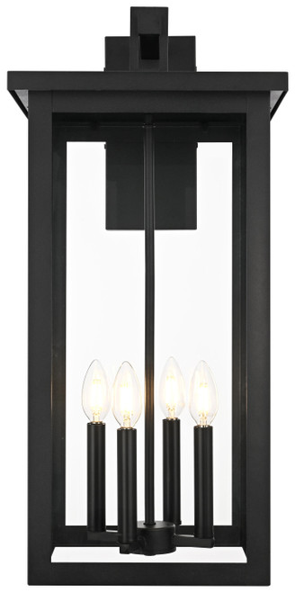 Elegant Lighting OD324W26BK Venango Contemporary Black 25.5" Exterior Wall Lamp 