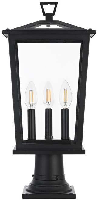 Elegant Lighting OD333P21BK Berks Black 20.5" Exterior Post Lighting Fixture 