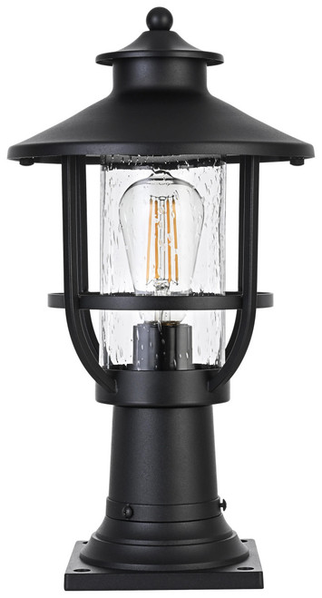 Elegant Lighting OD314P17BK Janney Nautical Black Outdoor Lamp Post Light 