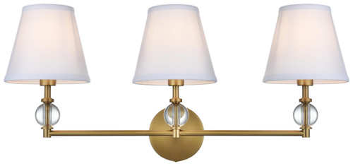 Elegant Lighting LD7023W24SG Bethany Satin Gold 3-Light Bathroom Light 