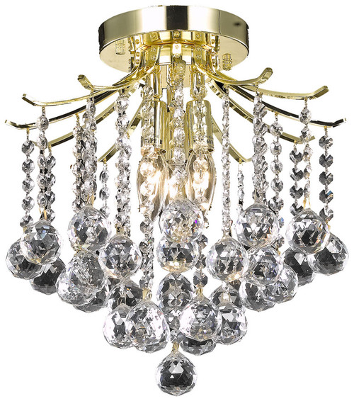 Elegant Lighting LD8200F12G Amelia Crystal Gold 12" Flush Mount Lighting Fixture 