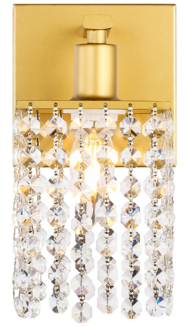 Elegant Lighting LD7006BR Phineas Crystal Brass Light Sconce 