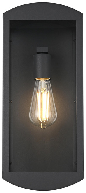 Elegant Lighting OD410W16BK Miles Modern Black 16" Exterior Lighting Sconce 
