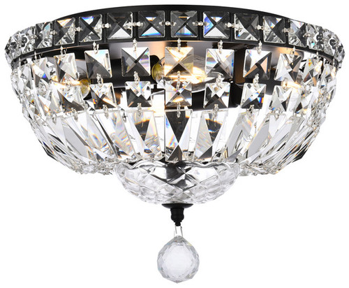 Elegant Lighting V2528F12BK/RC Tranquil Crystal Black 12" Ceiling Lighting 