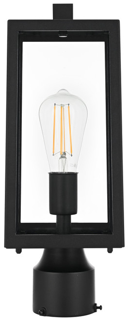 Elegant Lighting OD608P15BK Veda Contemporary Black Exterior Lamp Post Light Fixture 