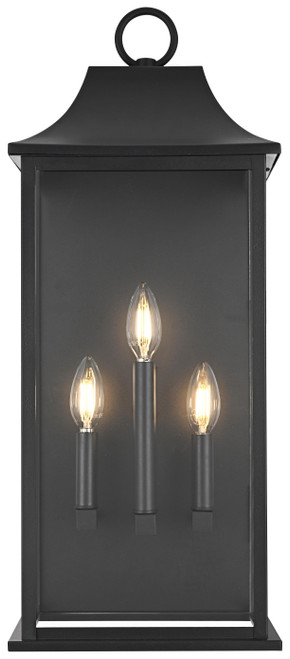 Elegant Lighting OD503W25BK Shepard Black 25" Exterior Lamp Sconce 