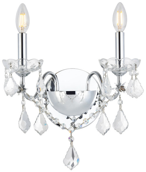Elegant Lighting V2015W2C/RC St. Francis Crystal Traditional Chrome Lamp Sconce 