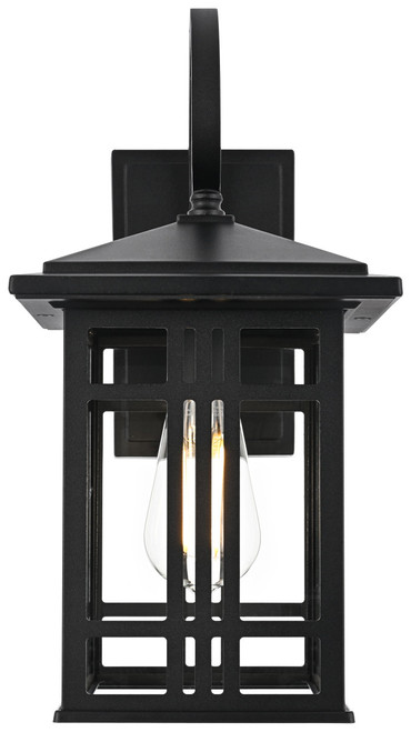 Elegant Lighting OD613W14BK Harley Craftsman Black 15" Outdoor Wall Sconce Lighting 