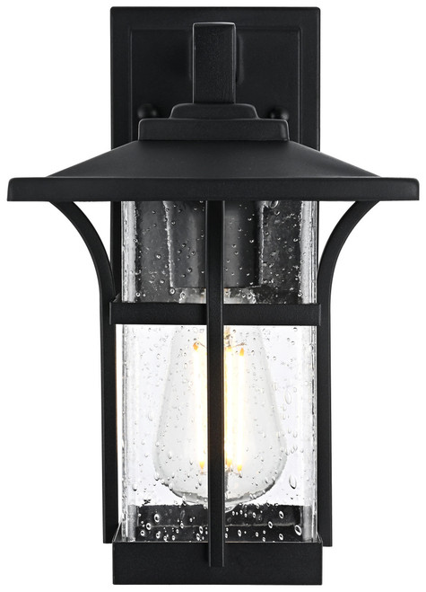 Elegant Lighting OD345W11BK Woodstock Craftsman Black Outdoor Wall Lamp 