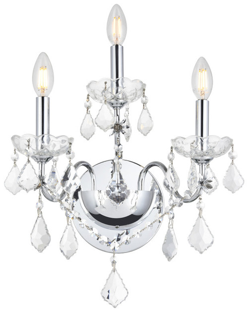 Elegant Lighting V2015W3C/RC St. Francis Crystal Traditional Chrome Wall Sconce 