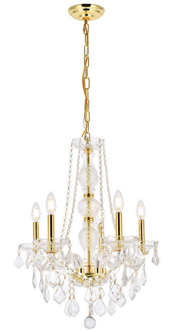 Elegant Lighting V7855D21G/RC Verona Crystal Traditional Gold Mini Chandelier Lamp 