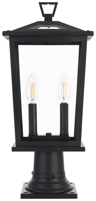 Elegant Lighting OD333P20BK Berks Black 19.5" Exterior Post Lamp 