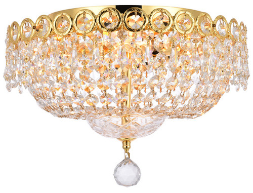 Elegant Lighting V1900F14G/RC Century Crystal Gold Flush Mount Ceiling Light Fixture 