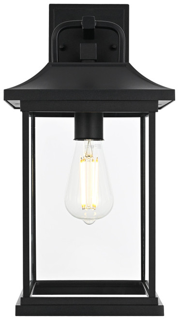 Elegant Lighting OD612W16BK Saul Black 16" Exterior Wall Sconce 
