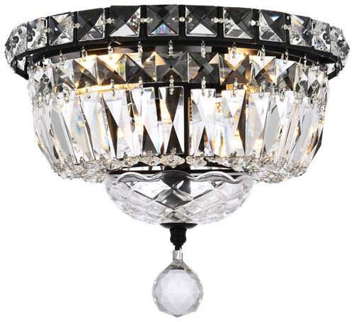 Elegant Lighting V2528F10BK/RC Tranquil Crystal Black 10" Ceiling Light Fixture 