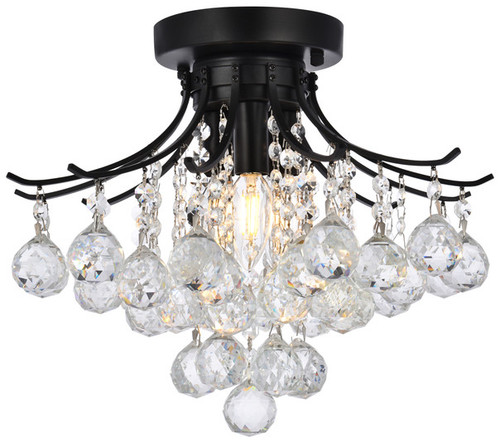 Elegant Lighting V8000F16BK/RC Toureg Crystal Black 16" Overhead Light Fixture 