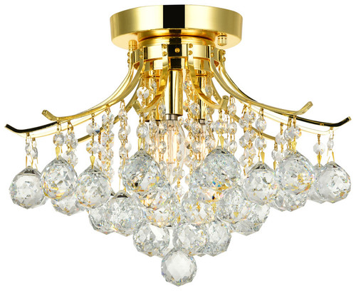 Elegant Lighting V8000F16G/RC Toureg Crystal Gold 16" Ceiling Light Fixture 