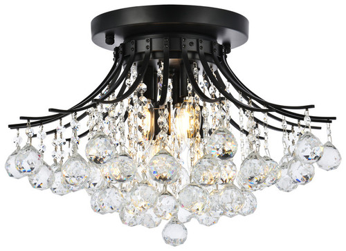 Elegant Lighting V8000F19BK/RC Toureg Crystal Black 19" Ceiling Light Fixture 
