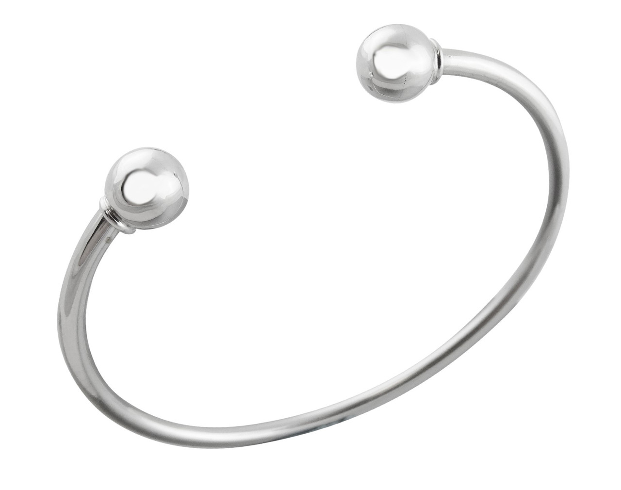 Cuff Bracelet with Screw-On Ball End - 925 Sterling Silver