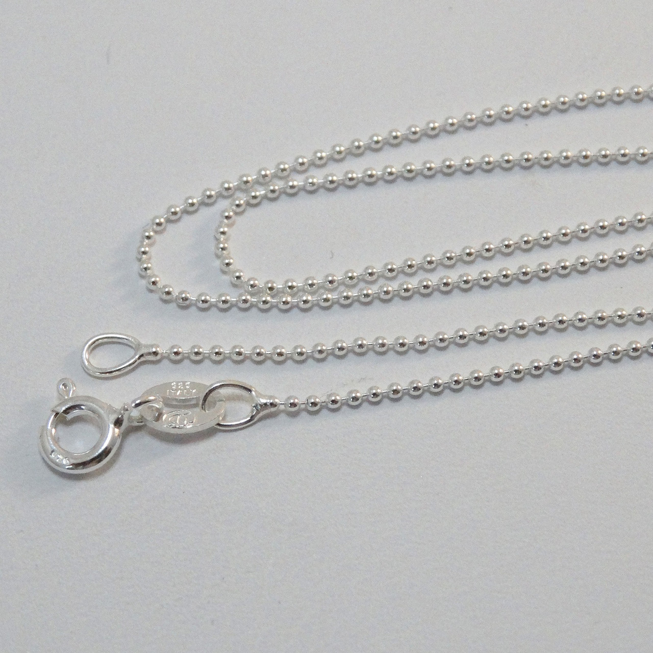 1mm Ball Bead Chain Necklace 925 Sterling Silver REO Company