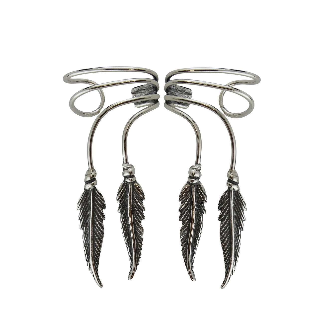 1pair Feather Ear Cuff Clip On Earrings For Non Pierced Ears | SHEIN USA