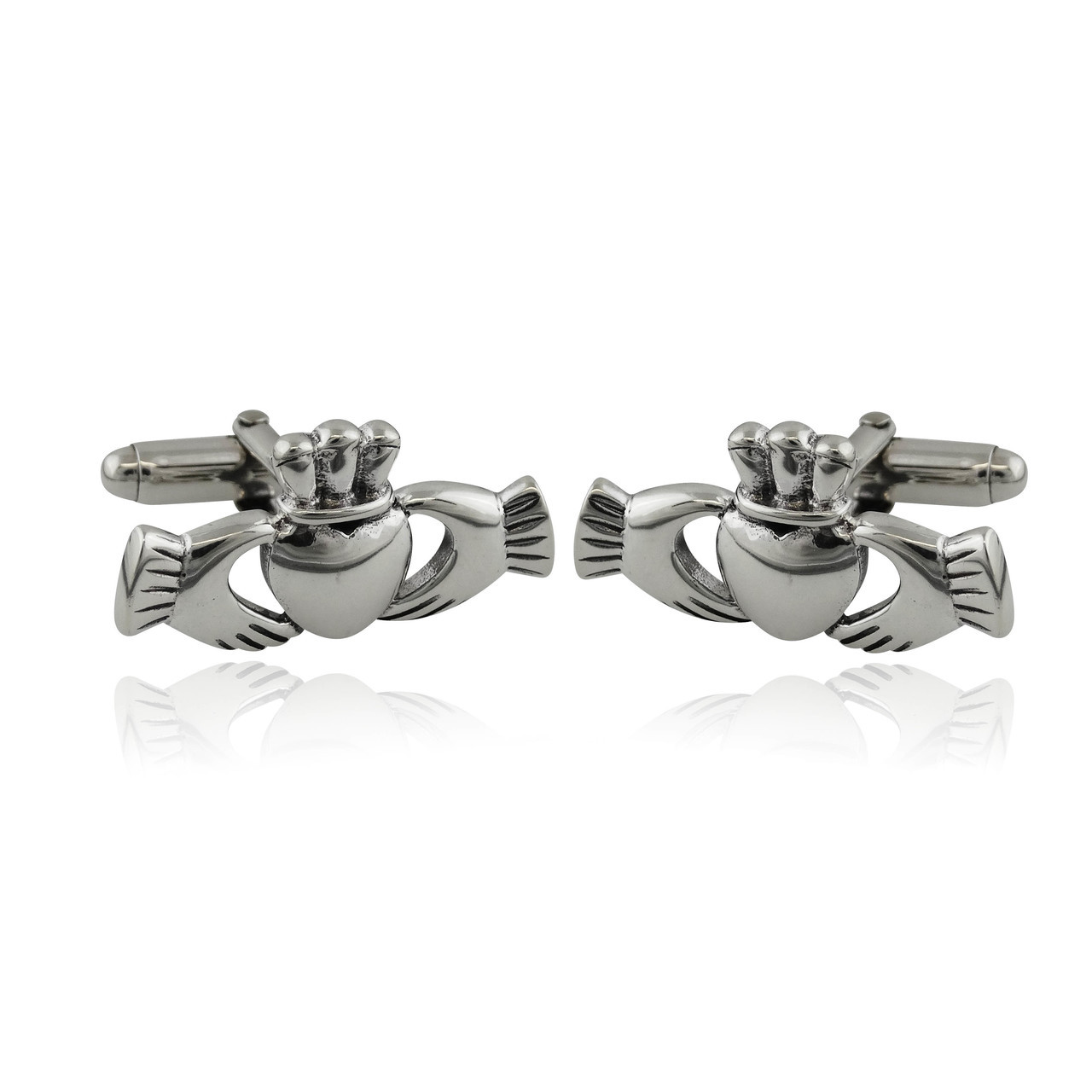 Claddagh Heart Cuff Links - 925 Sterling Silver Men's Cufflinks - REO  Company Wholesale Fine Jewelry