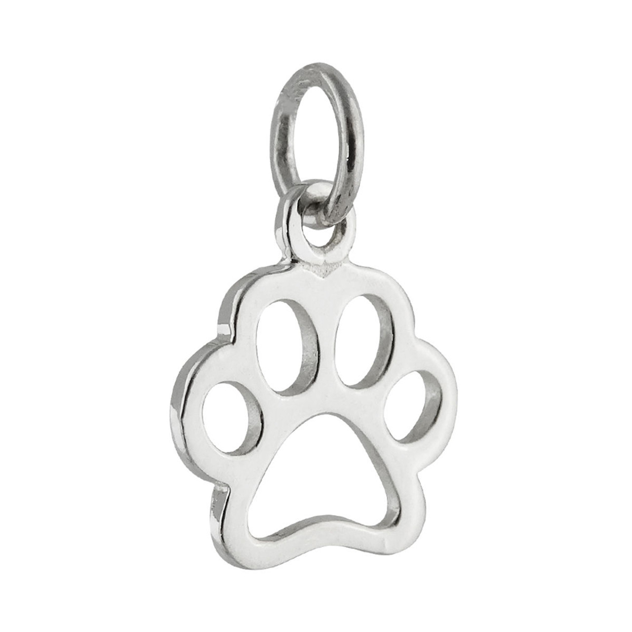 Paw Print Charm 925 Sterling Silver Outline Open Design Dog