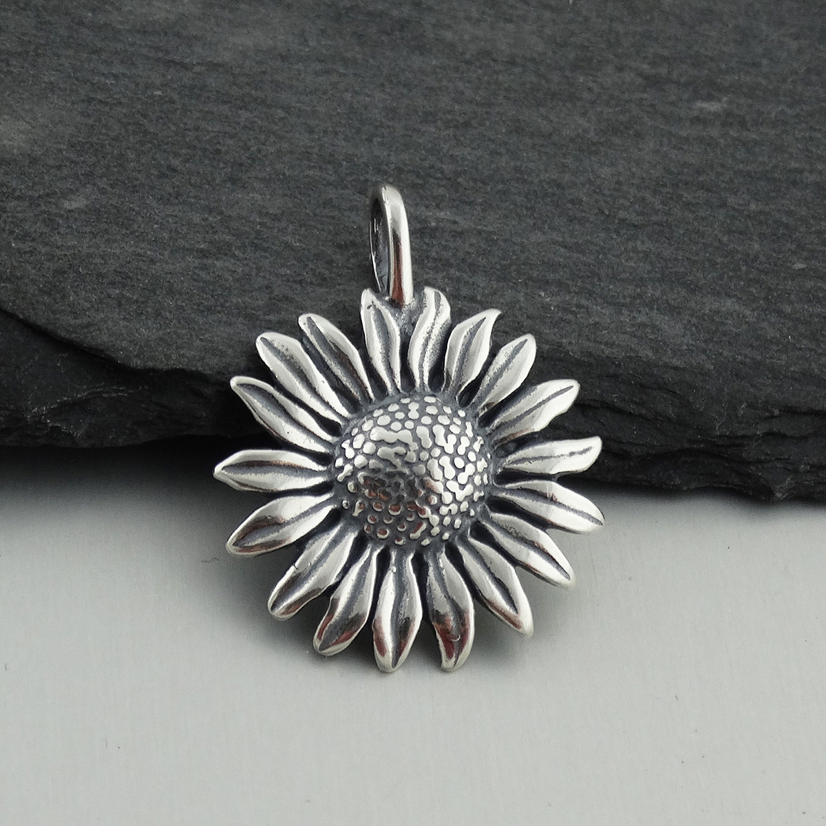 Sunflower Pendant 925 Sterling Silver Wild Flower Hippie Sun REO