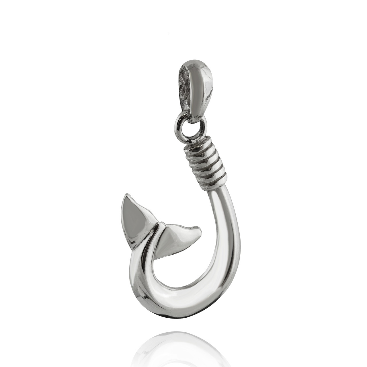 925 Sterling Silver Pendant NEW Hawaiian Fish Hook with Whale Tail Necklace