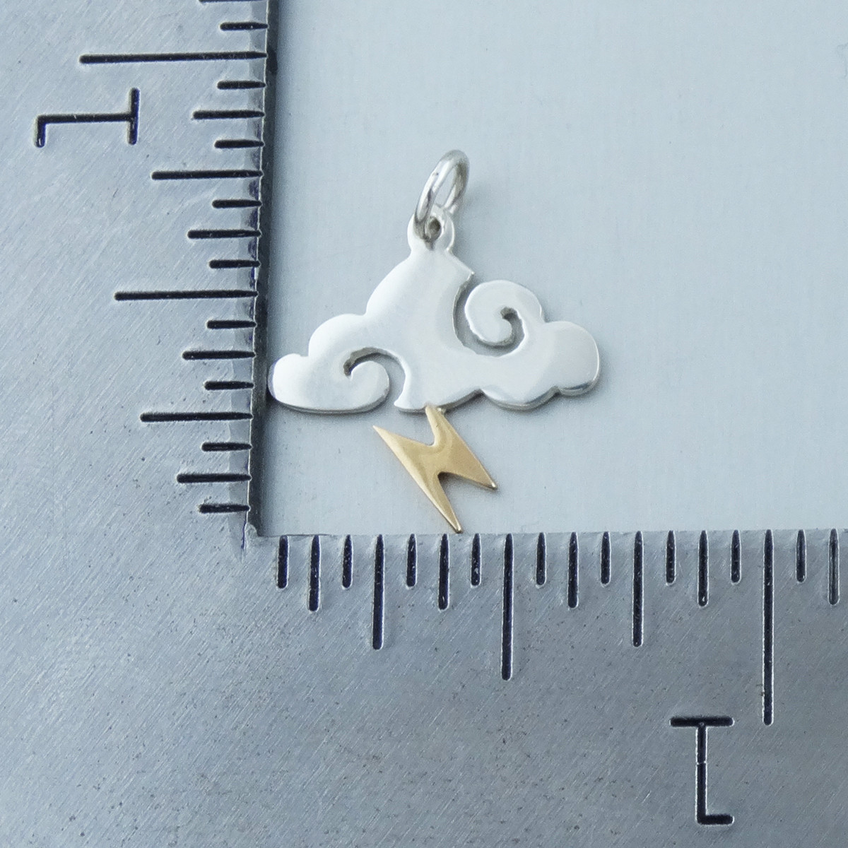 Sterling Silver Cloud Charm with Bronze Lightning Bolt REO Company