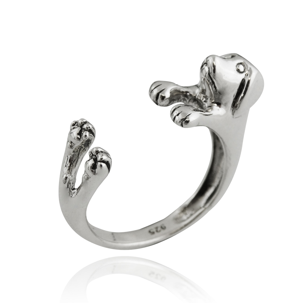 Adjustable Dog Wrap Ring - 925 Sterling Silver - One Size