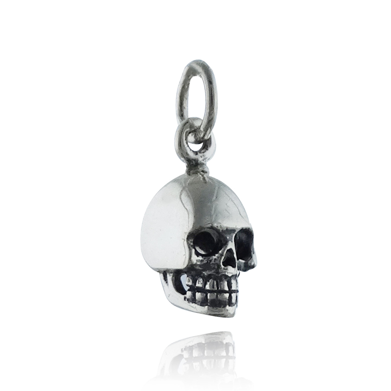 Tiny 3D Skull Charm - 925 Sterling Silver