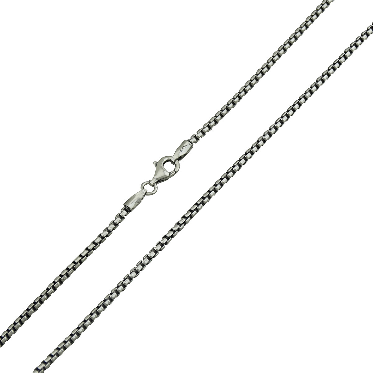 2mm Oxidized Round Box Chain - 925 