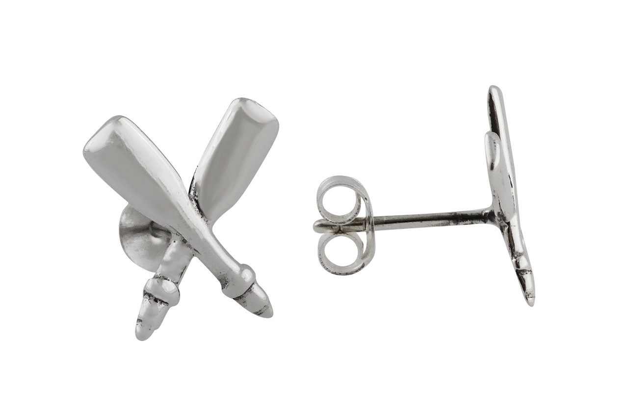 Sterling Silver Rowing Crossed Oars Earrings REO Company