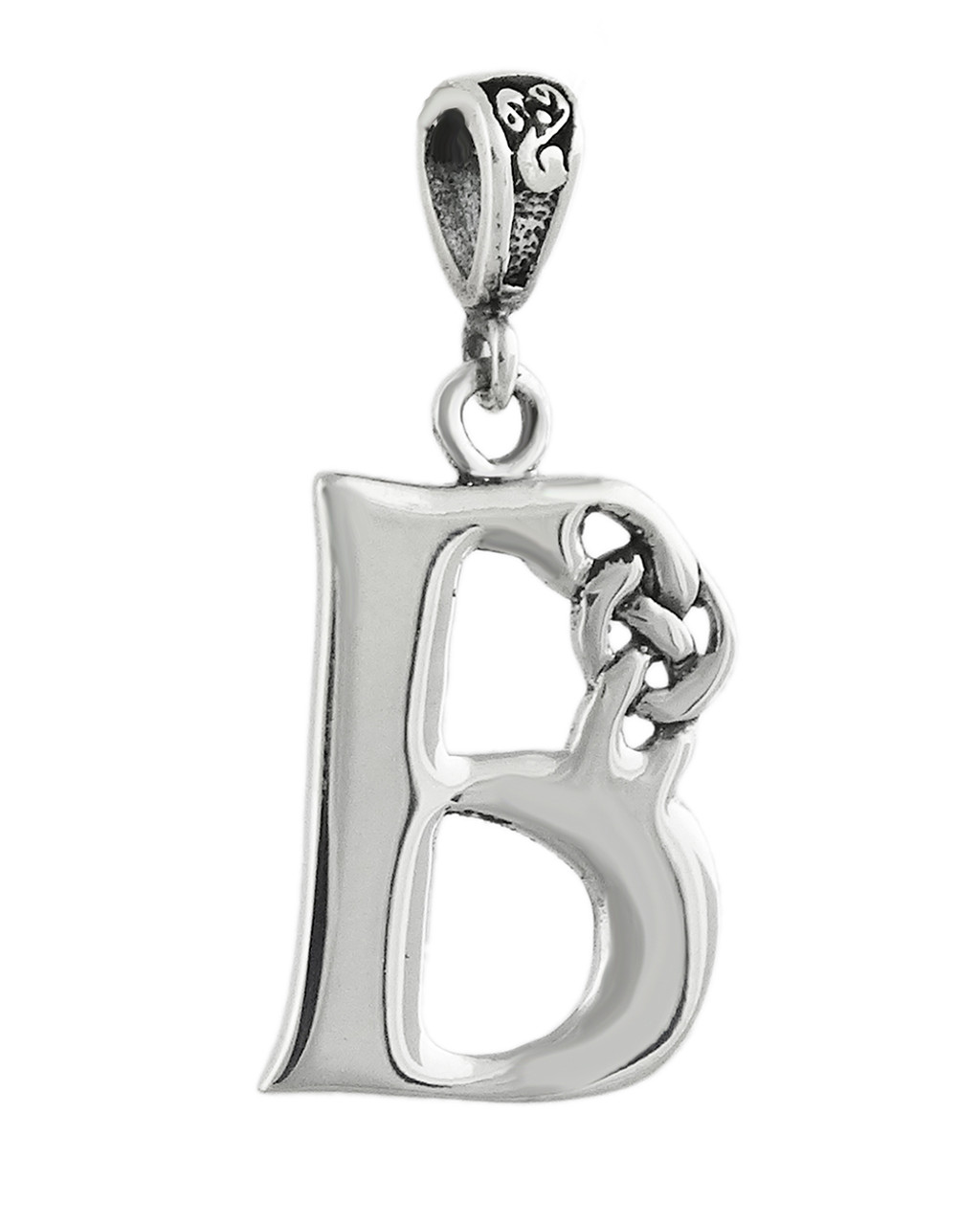 Sterling Silver Letter B Pendant Necklace