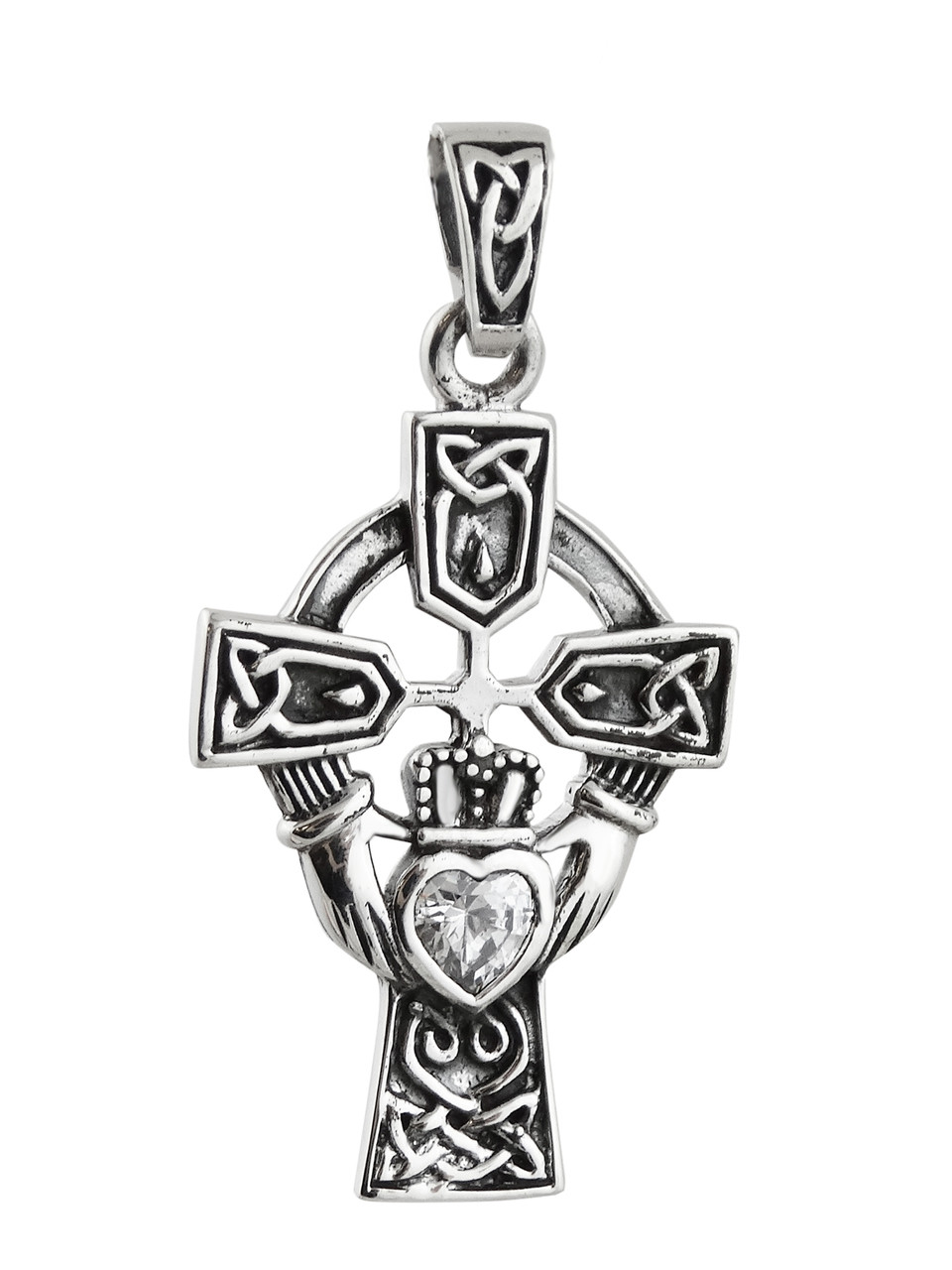 Classical Claddagh Cross Pendant Necklaces for Men Titanium Stainless Steel  60cm Chain Fashion Jewelry Trendy Accessory Gifts