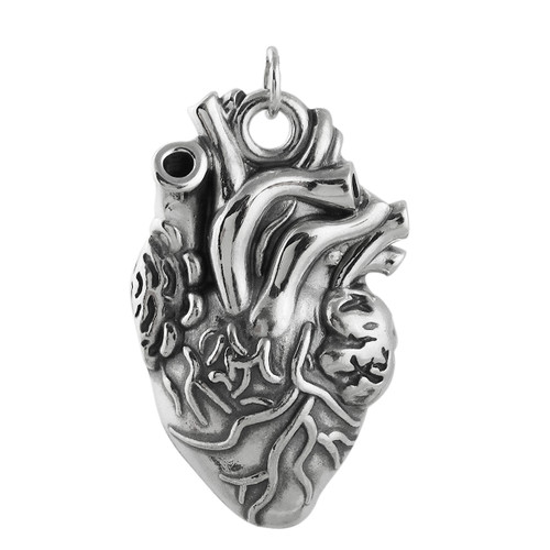 Two sided heart lock and key pendants, Heart pendant, Anatomical